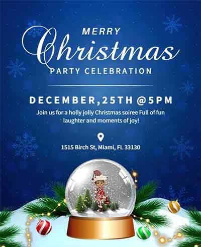 Vintage Christmas Party Celebration Flyer Template