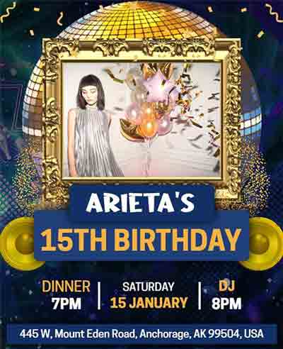 Decorative 15th Birthday Party Flyer Template