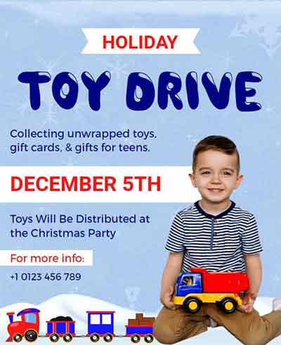 Realistic Holiday Toy Drive Flyer Template