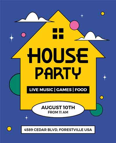 Modern House Party Flyer Template