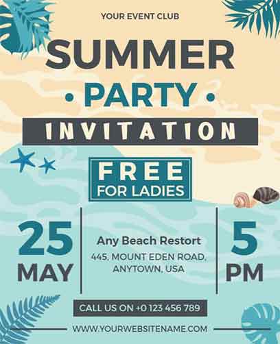 Stylish Summer Party Invitation Flyer Template