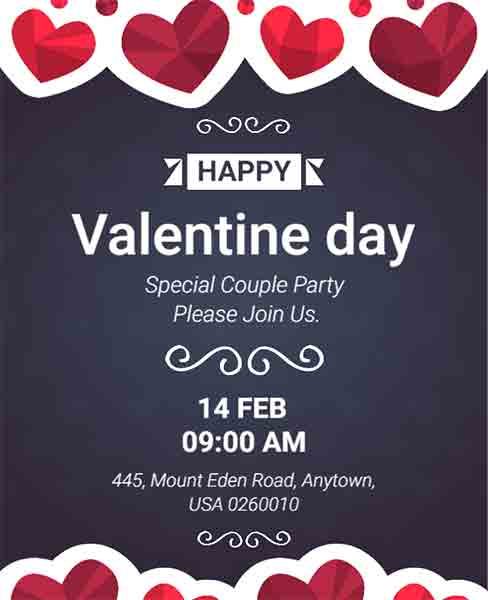 Blue Vector Valentine's Day Party Flyer Template