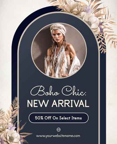 Vintage Boho Chic Fashion Promotion Flyer Template