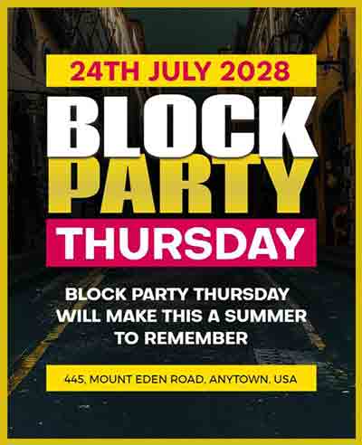 Bold Typography Block Party Flyer Template