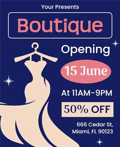 Modern Boutique Opening Offer Flyer Template
