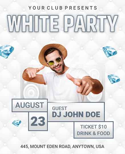 Modern Boys White Party Flyer Template