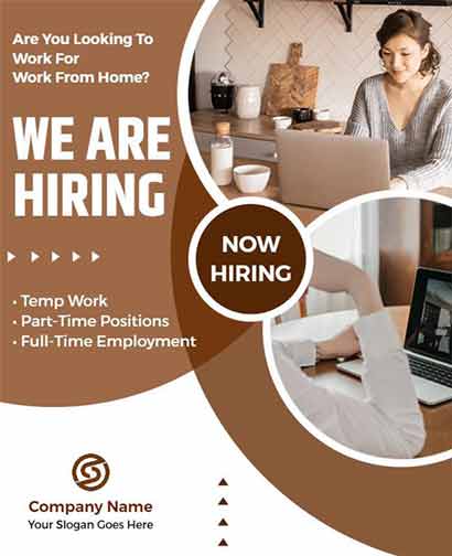 Stylish Work-from-home Employee Hiring Flyer Template