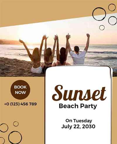 Minimal Sunset Beach Party Flyer Template