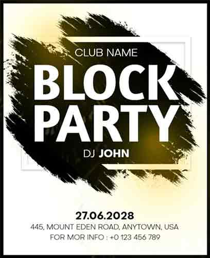 Brush Stroke Block Party Flyer Template