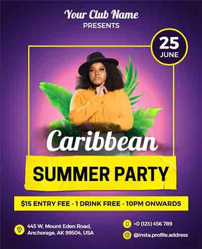 Gradient Caribbean Summer Party Flyer Template