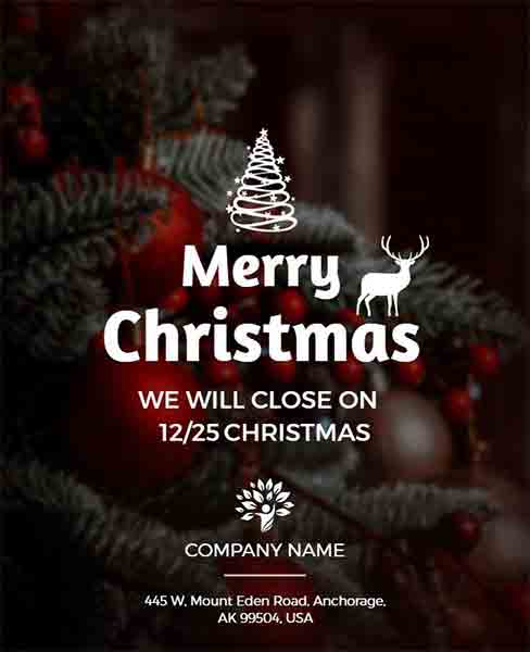 Blurry Christmas Closing Announcement Flyer Template