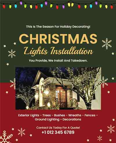 Vector Christmas Lights Installation Flyer Template