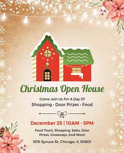 Glittery Christmas Open House Flyer Template