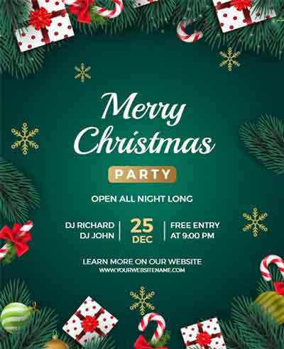 Vintage Christmas Party Flyer Template