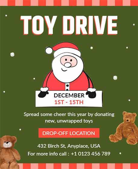 Minimal Christmas Toy Drive Donation Flyer Template
