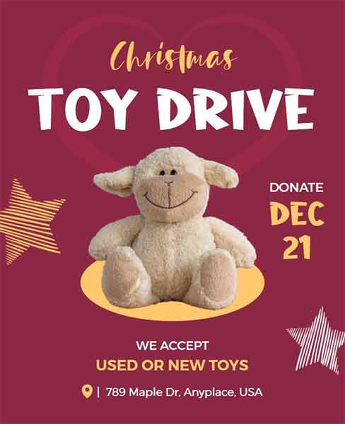 Minimal Christmas Toy Drive Flyer Template