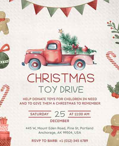 Minimalist Christmas Toy Drive Flyer Template