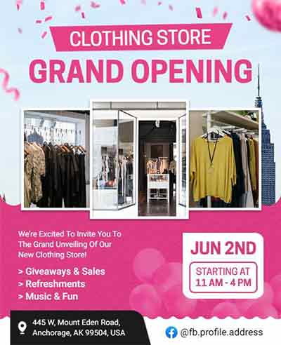 Realistic Clothing Store Grand Opening Flyer Template