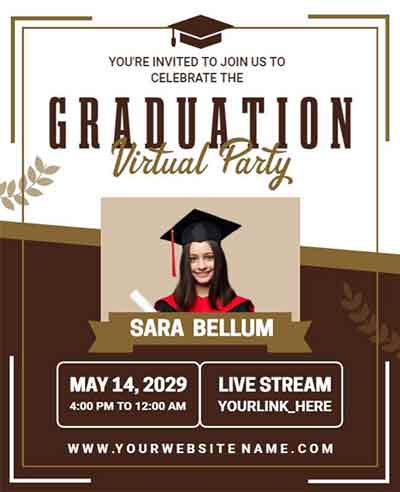 Modern Graduation Virtual Party Flyer Template