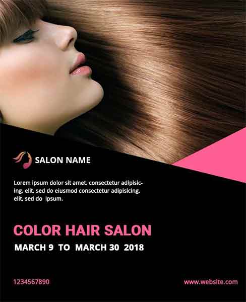 Realistic Color Hair Salon Flyer Template