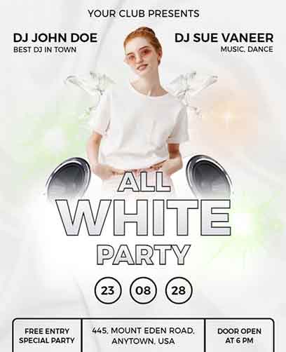 Minimal All-White Party Flyer Template