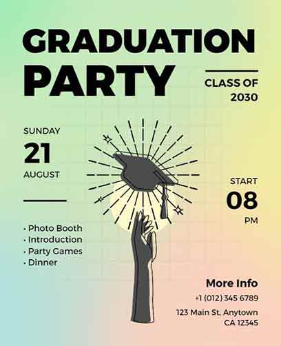 Vector Graduation Party Flyer Template