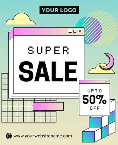Abstract Super Sale Flyer Template