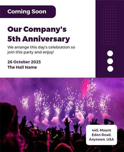 Gradient Company Anniversary Coming Soon Flyer Template