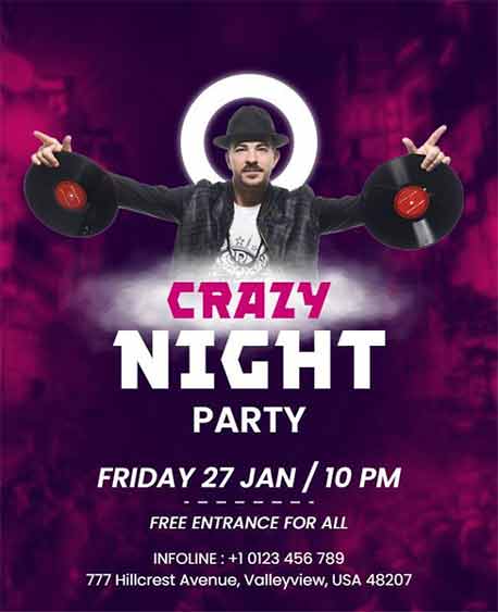 Gradient Crazy Night Party Flyer Template