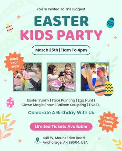 Creative Easter Kids Party Flyer Template