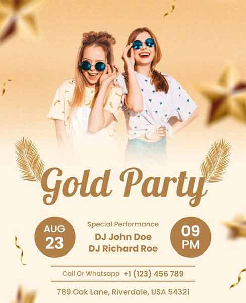 Creative Gold Party Flyer Template