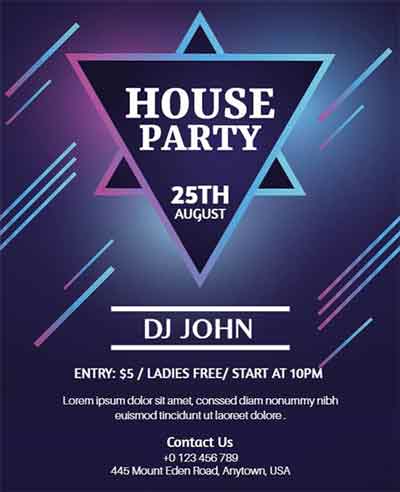 Purple Creative House Party Flyer Template