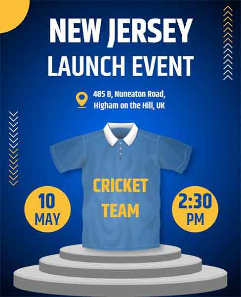 Gradient Cricket Jersey Launch Event Flyer Template