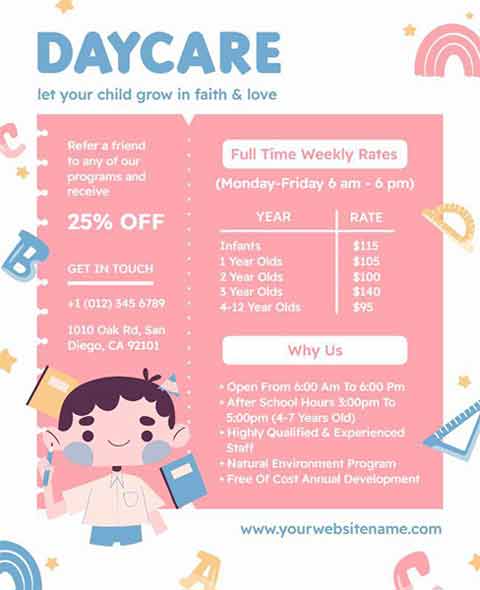 Pastel Daycare Flyer Template
