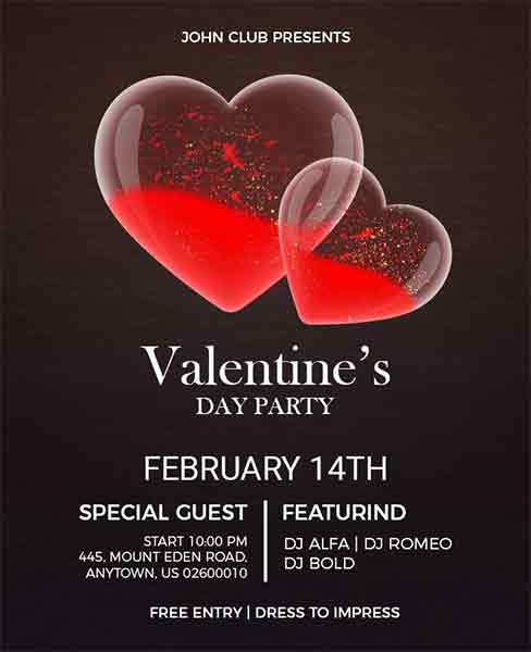 Grunge Valentine's Day Party Flyer Template
