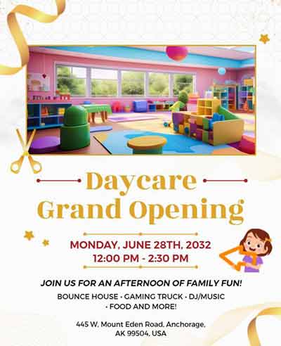 Elegant Daycare Grand Opening Flyer Template
