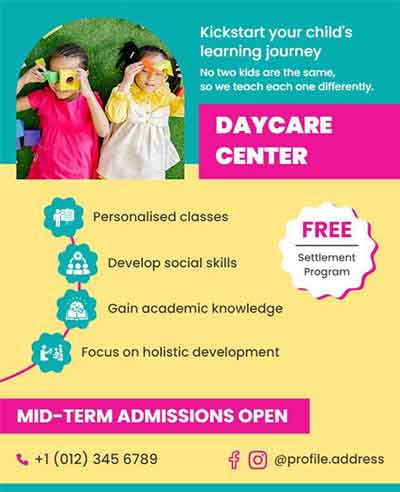 Vector Daycare Mid-term Admission Flyer Template