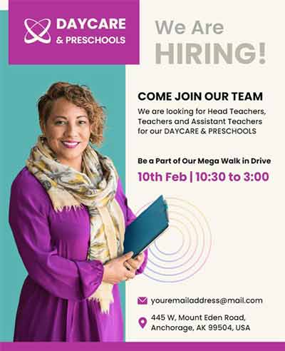 Modern We Are Hiring Daycare Flyer Template