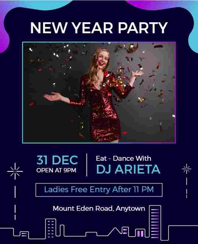 Gradient New Year Party Flyer Template