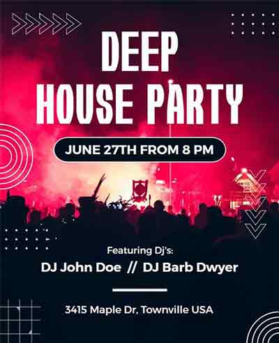 Realistic Deep House Party Flyer Template