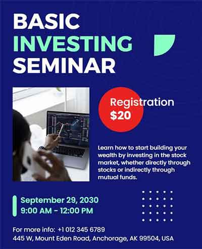 Artistic Basic Investing Seminar Flyer Template