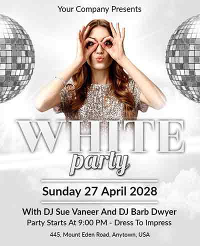 Creative DJ All White Party Flyer Template