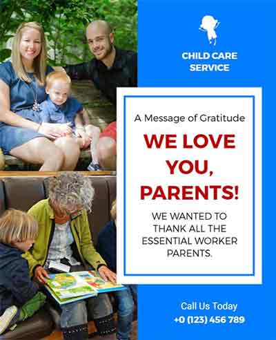 Photo Frame Child Care Service Flyer Template