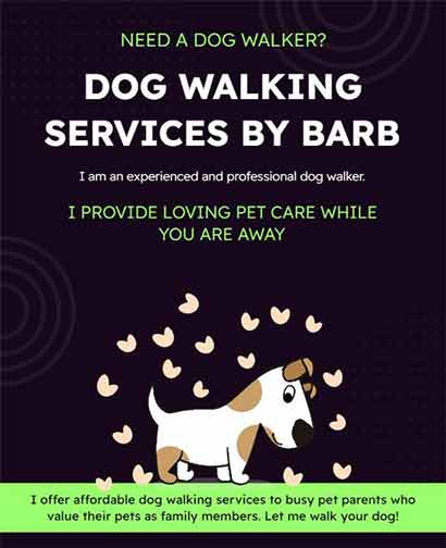 Neon Dog Walking Service Flyer Template