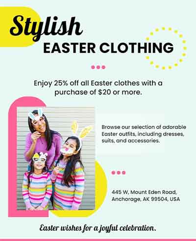 Abstract Easter Clothing Offer Flyer Template