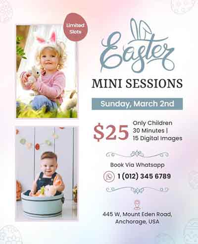 Vector Easter Mini Sessions Flyer Template