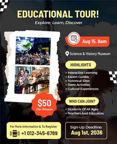 Papercut Educational Tour Flyer Template