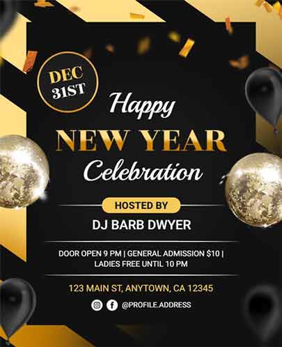 Elegant New Year Celebration Flyer Template