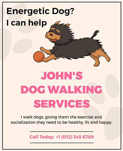 Minimal Energetic Dog Walking Services Flyer Template
