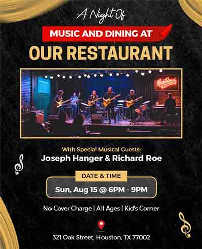 Vintage Evening of Music at Our Restaurant Flyer Template
